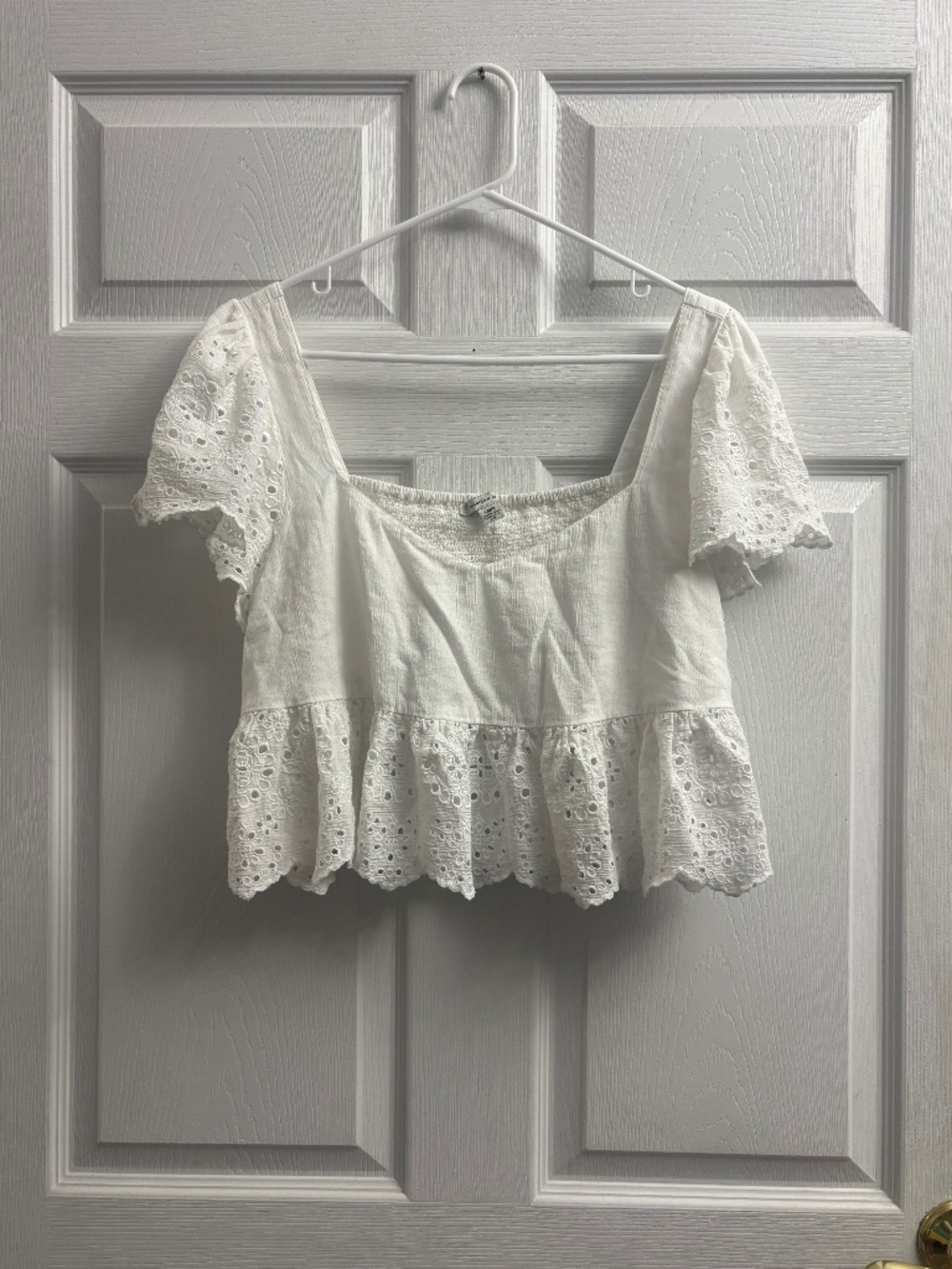 Women's White American Eagle Eyelet Flowy Top